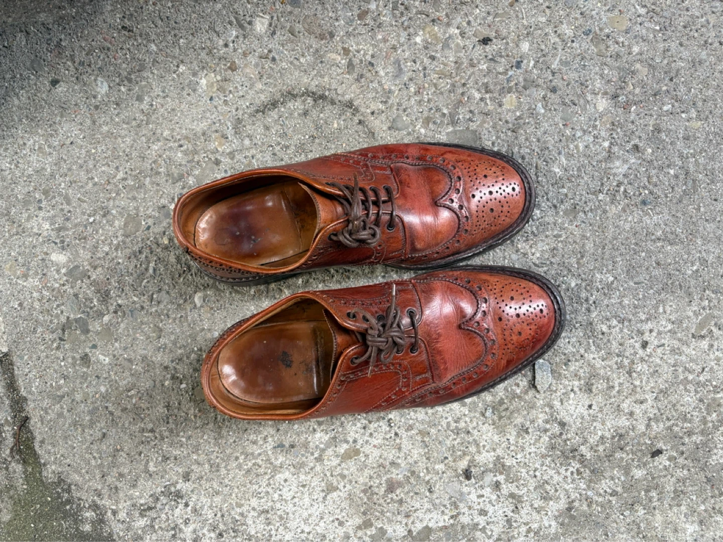 Men's Brown Leather Wingtip Brogue Shoes - photo 3