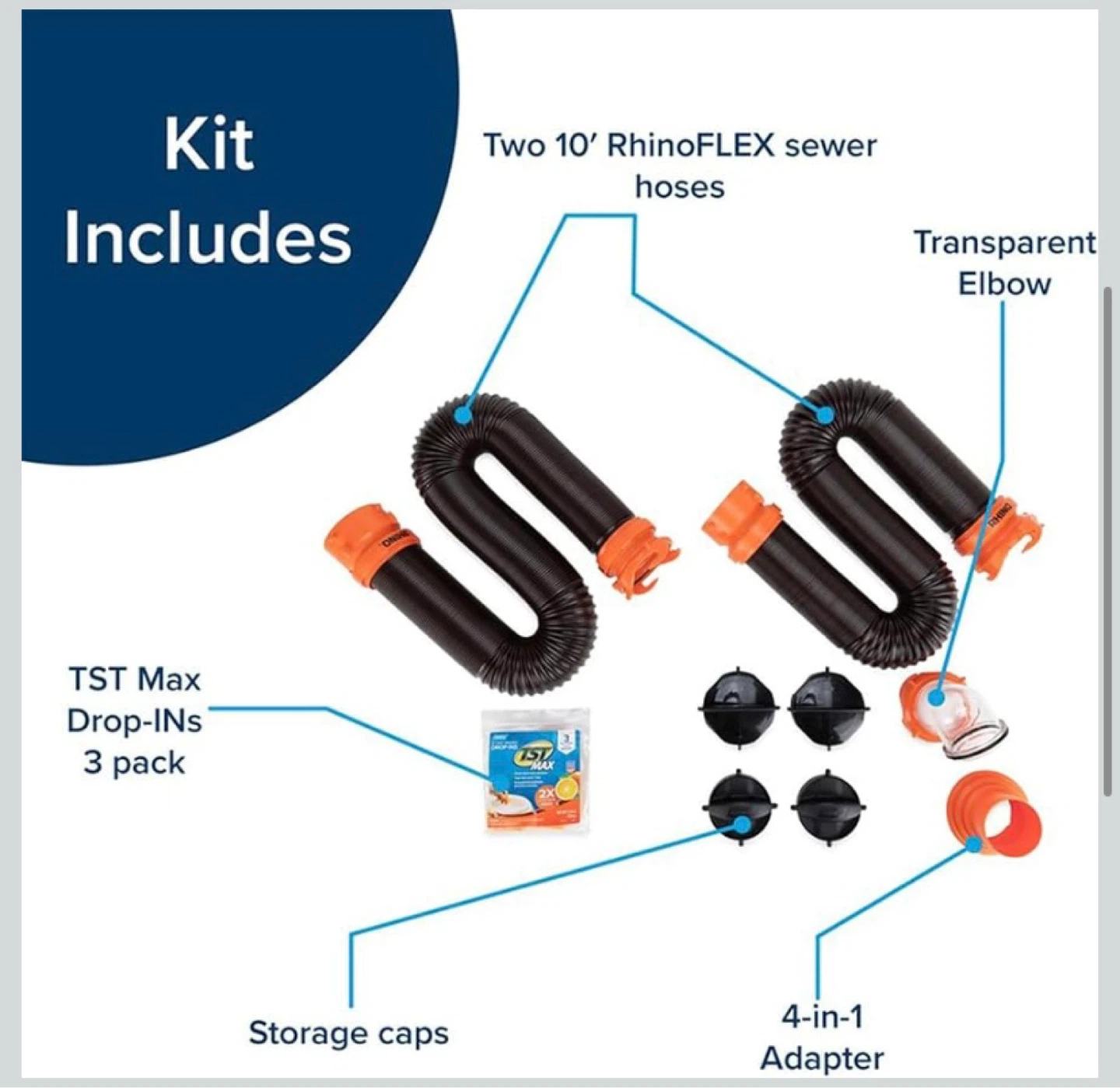 New Camco RhinoFLEX 20' Sewer Hose Kit with Swivel Fittings - photo 3