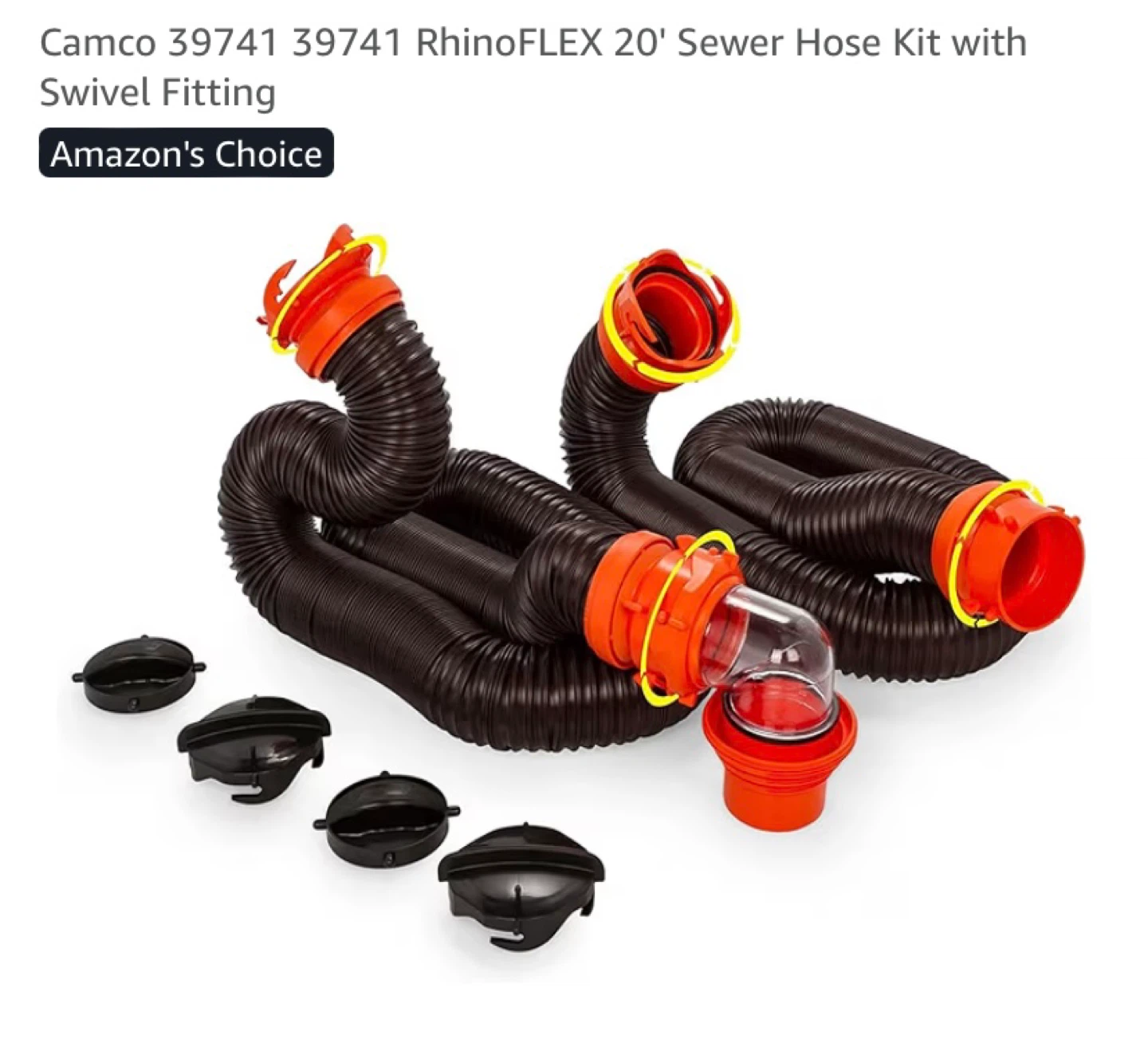 New Camco RhinoFLEX 20' Sewer Hose Kit with Swivel Fittings