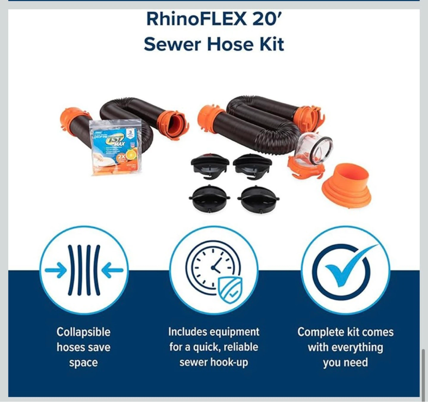 New Camco RhinoFLEX 20' Sewer Hose Kit with Swivel Fittings - photo 5