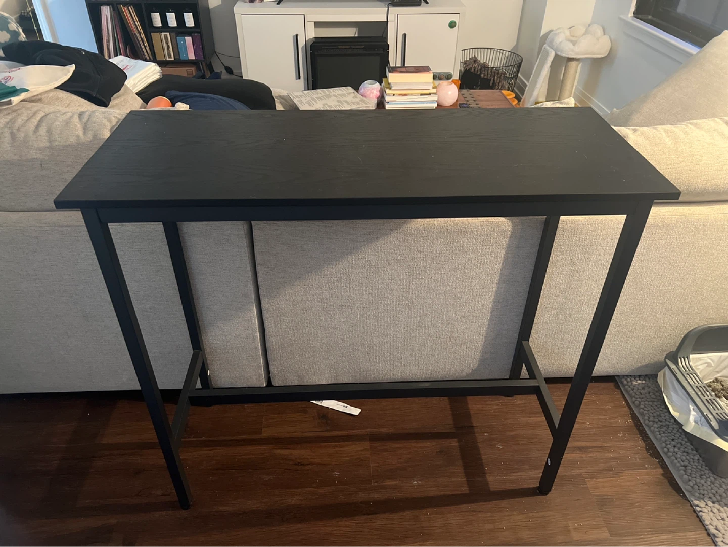 Black Console Table with Metal Frame