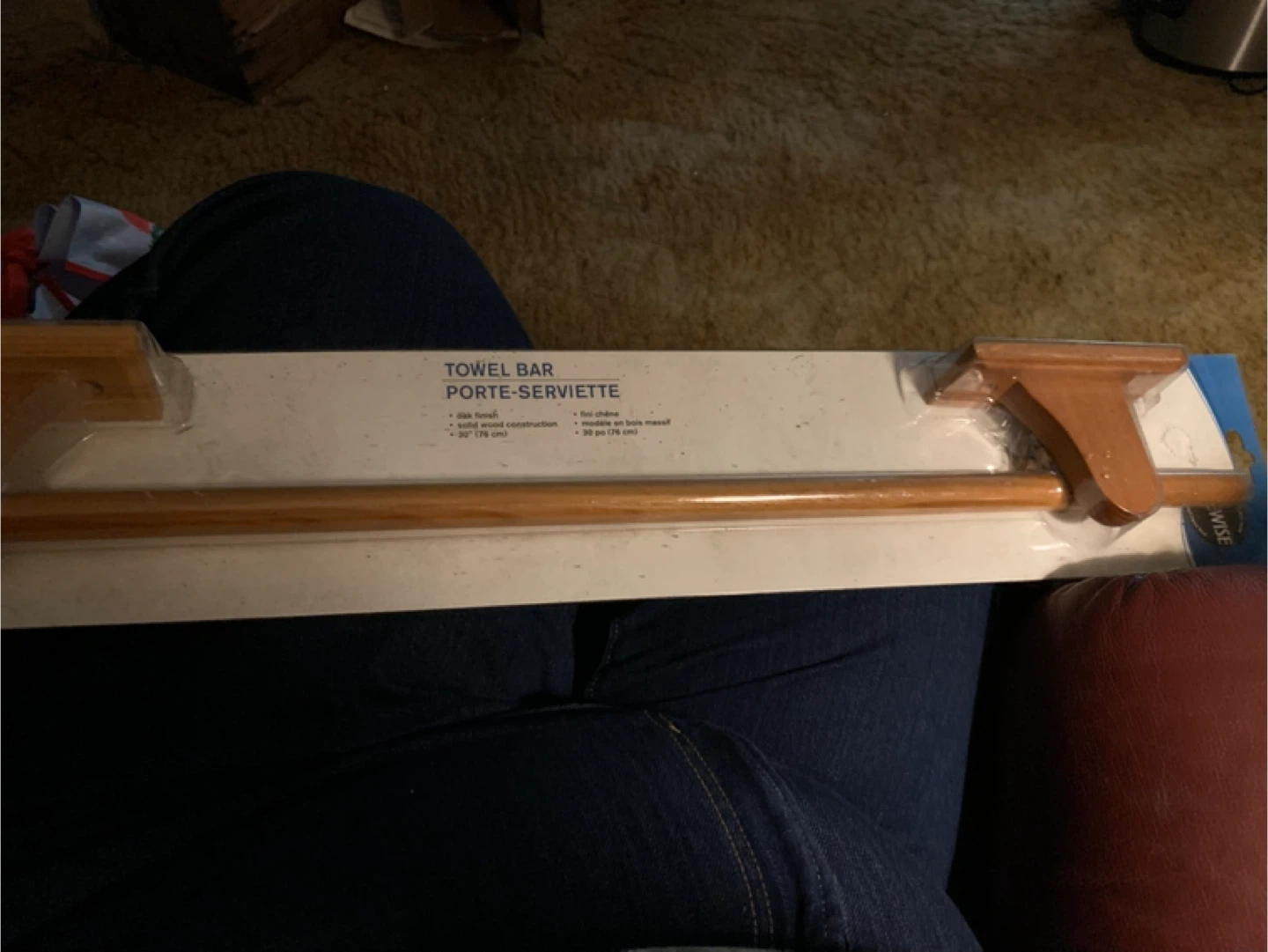 Wooden Towel Bar - 30" Oak Finish