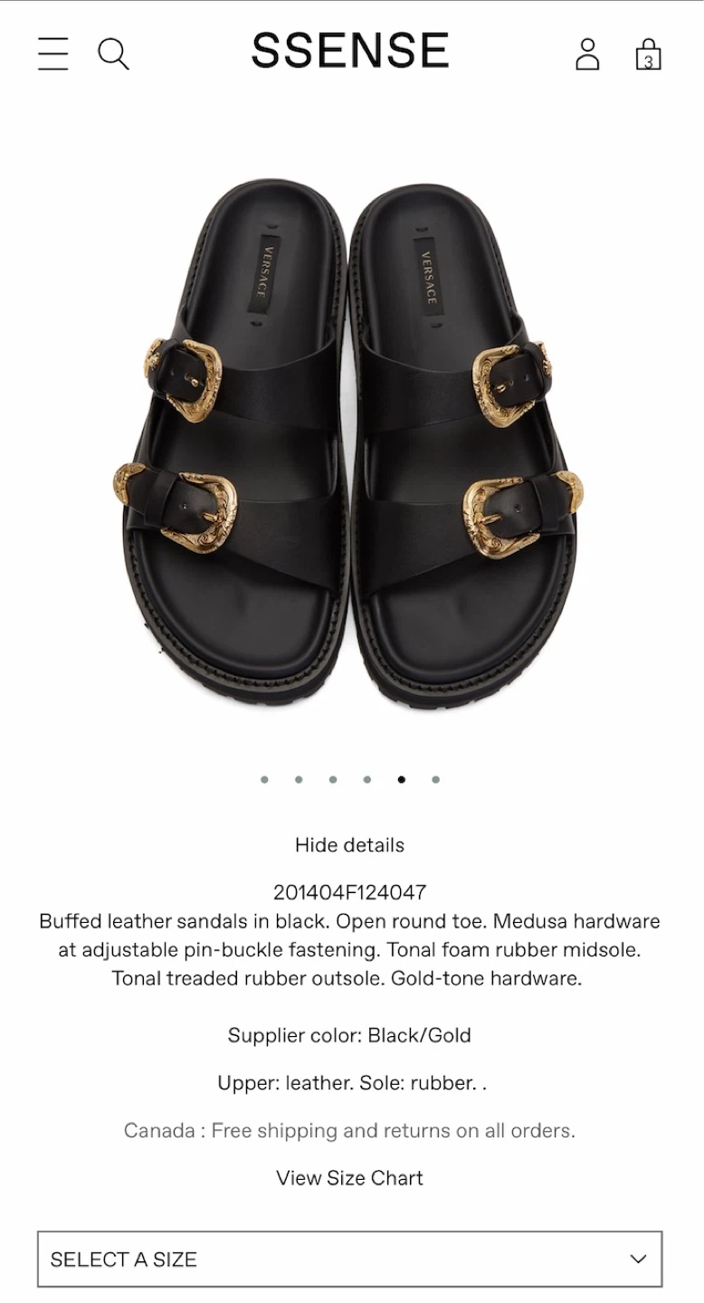 Versace Black Leather Medusa Slides - Size 36