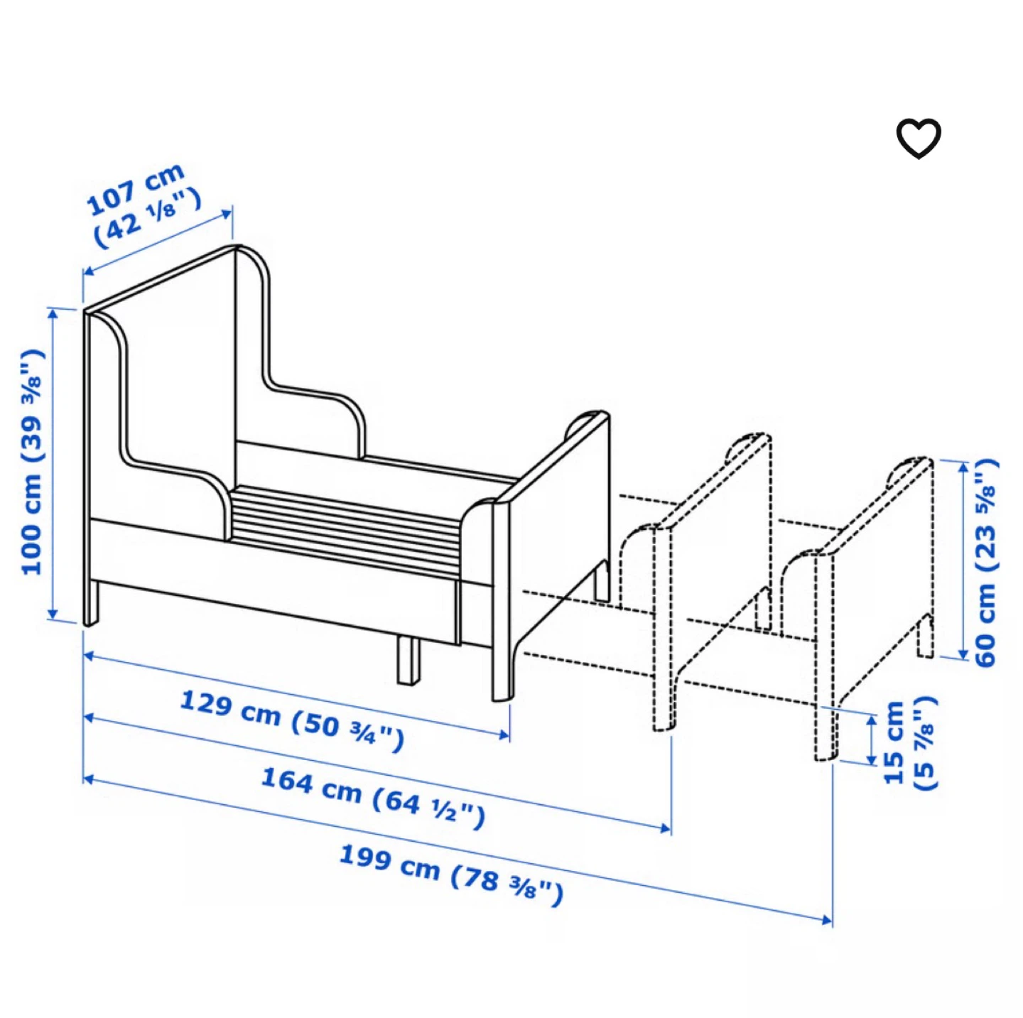 IKEA BUSUNGE Extendable Bed with new mattress - photo 3