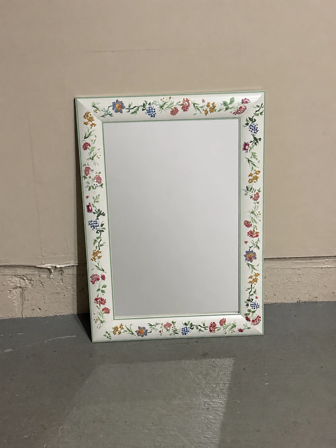 Decorative Wall Mirror with Floral Border