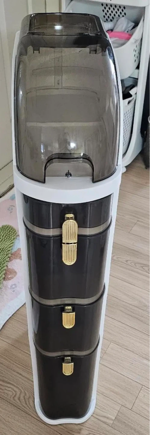 Slim 4 Drawer Storage Unit with Gold Accents