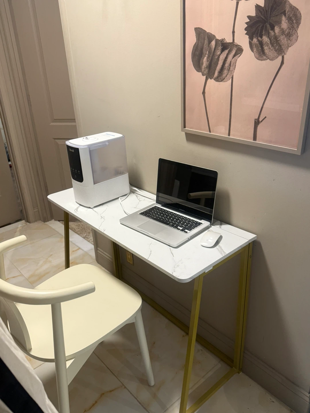 Foldable Desk with Gold Metal Frame