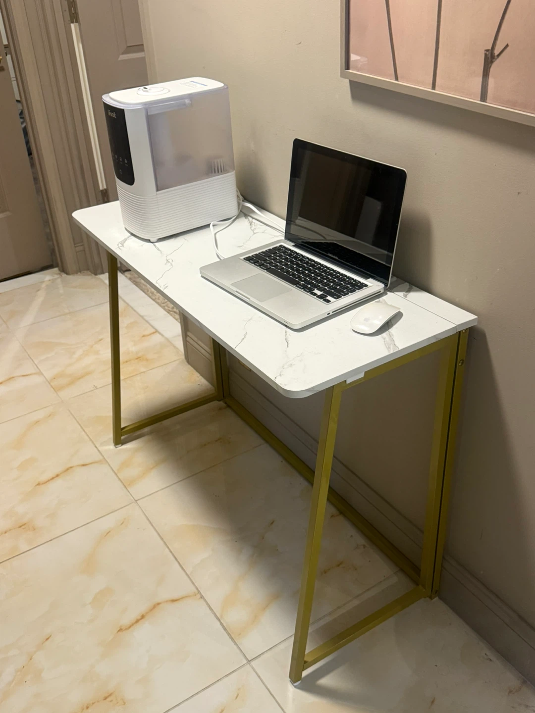 Foldable Desk with Gold Metal Frame - photo 2