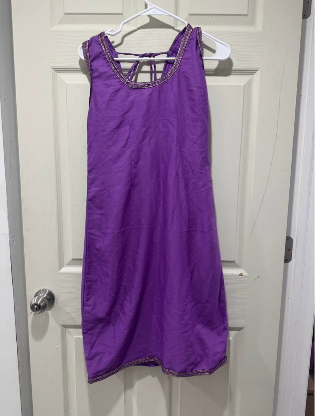 Purple Sleeveless Dress with Embellishments