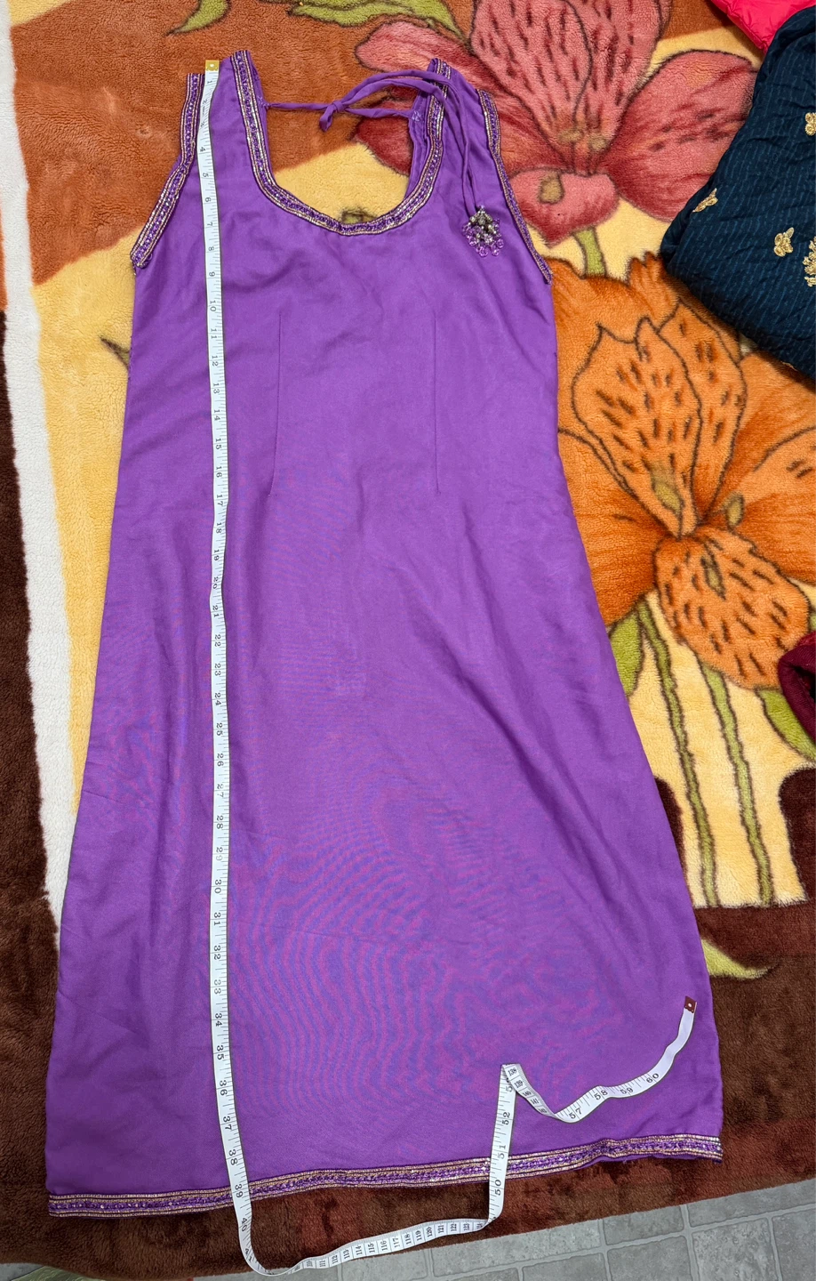 Purple Sleeveless Dress with Embellishments - photo 2