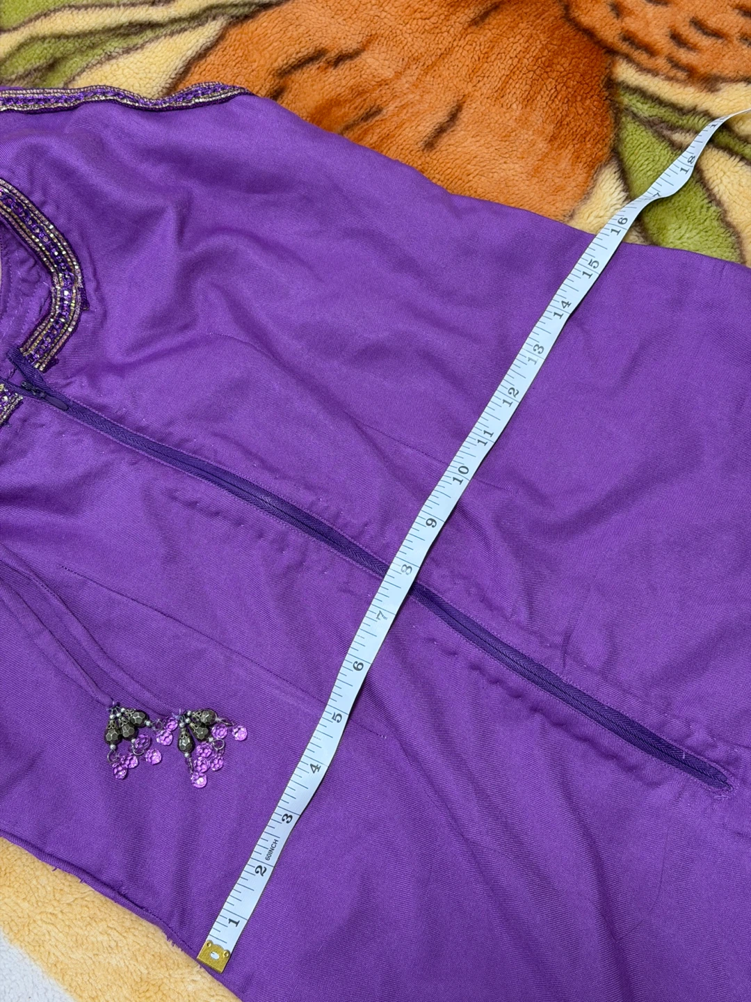 Purple Sleeveless Dress with Embellishments - photo 5