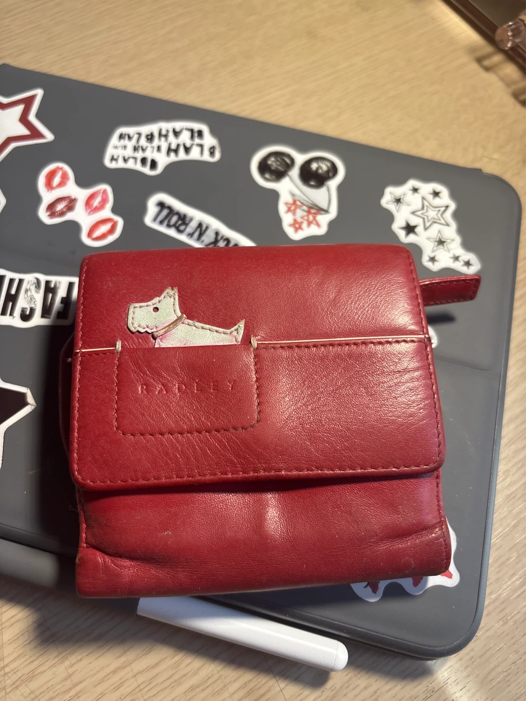 Red Leather Radley Wallet with Scottie Dog Design