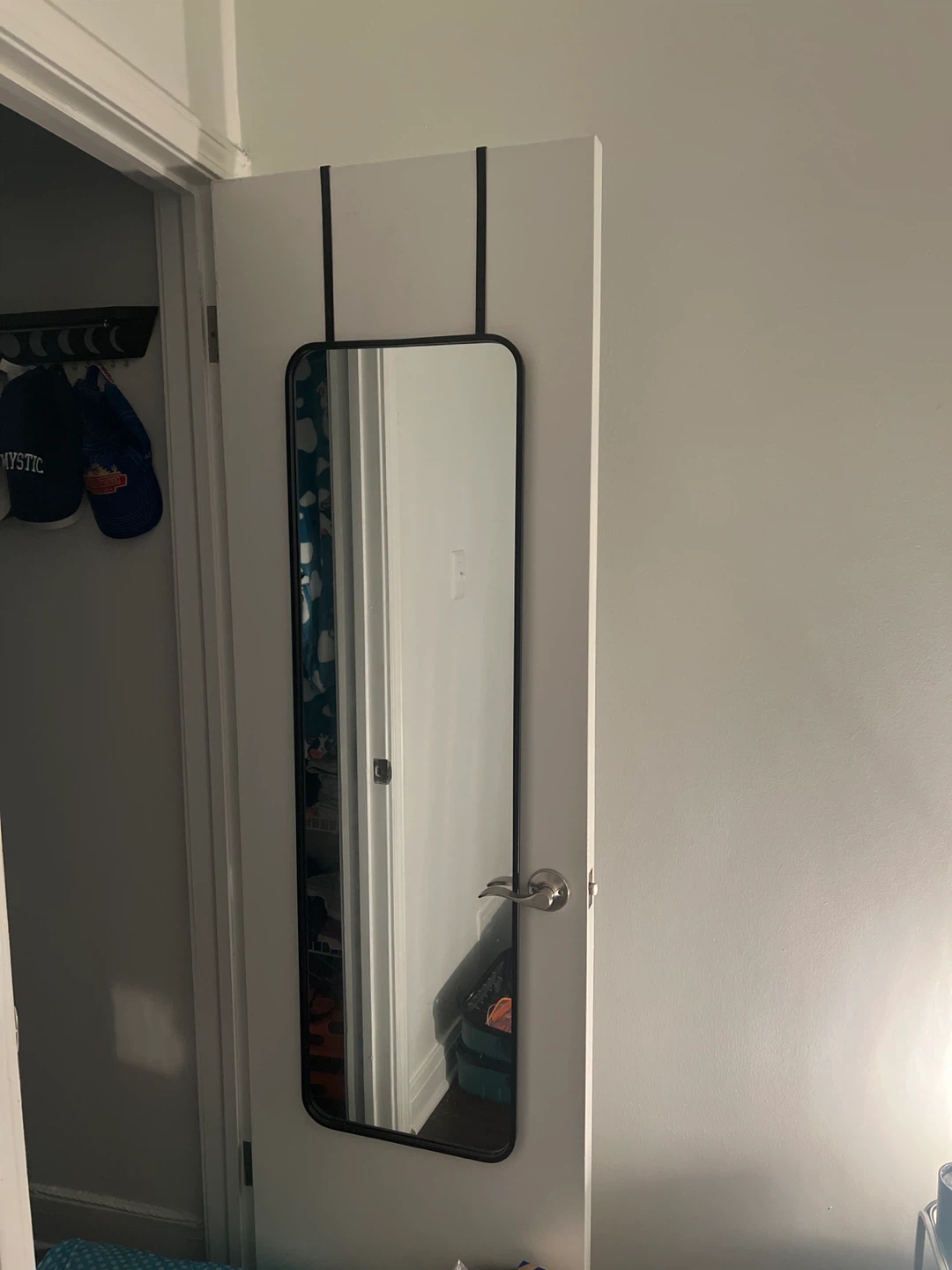 Black Framed Over-the-Door Mirror