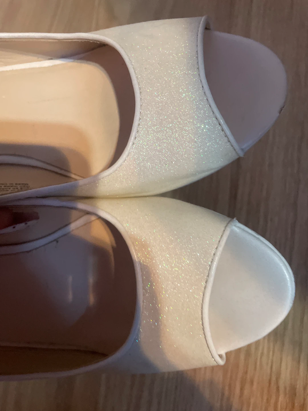 White Slingback Heels with Glitter - photo 4