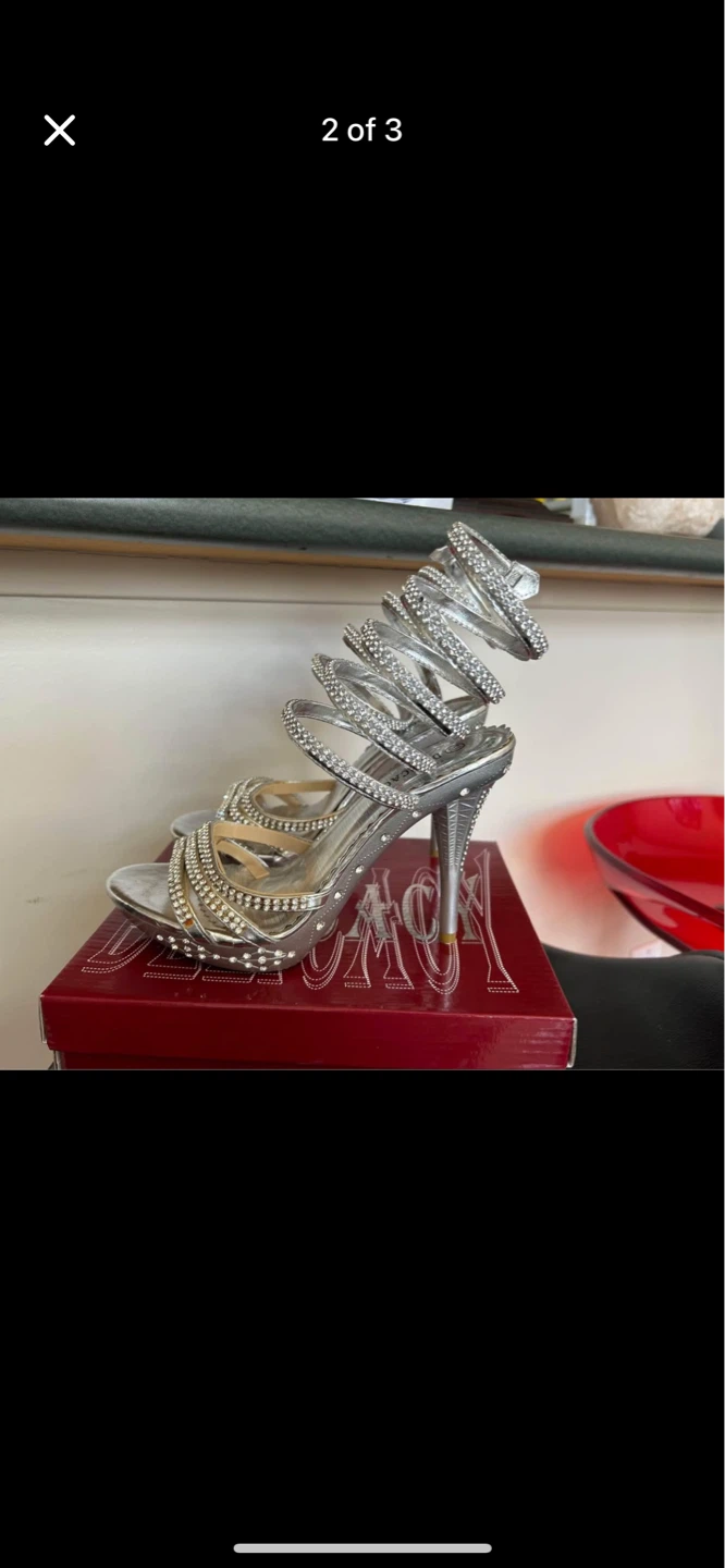 Women's Silver Rhinestone Spiral Heels(5 1/2) - photo 2