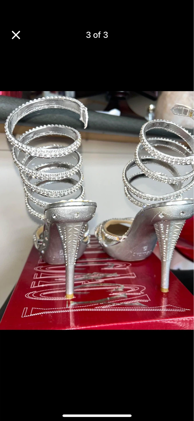 Women's Silver Rhinestone Spiral Heels(5 1/2) - photo 3
