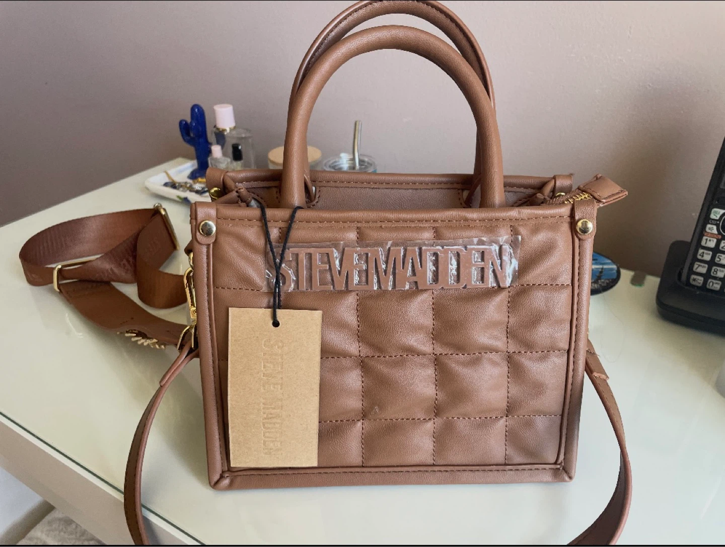 Steve Madden Quilted Top Handle Bag