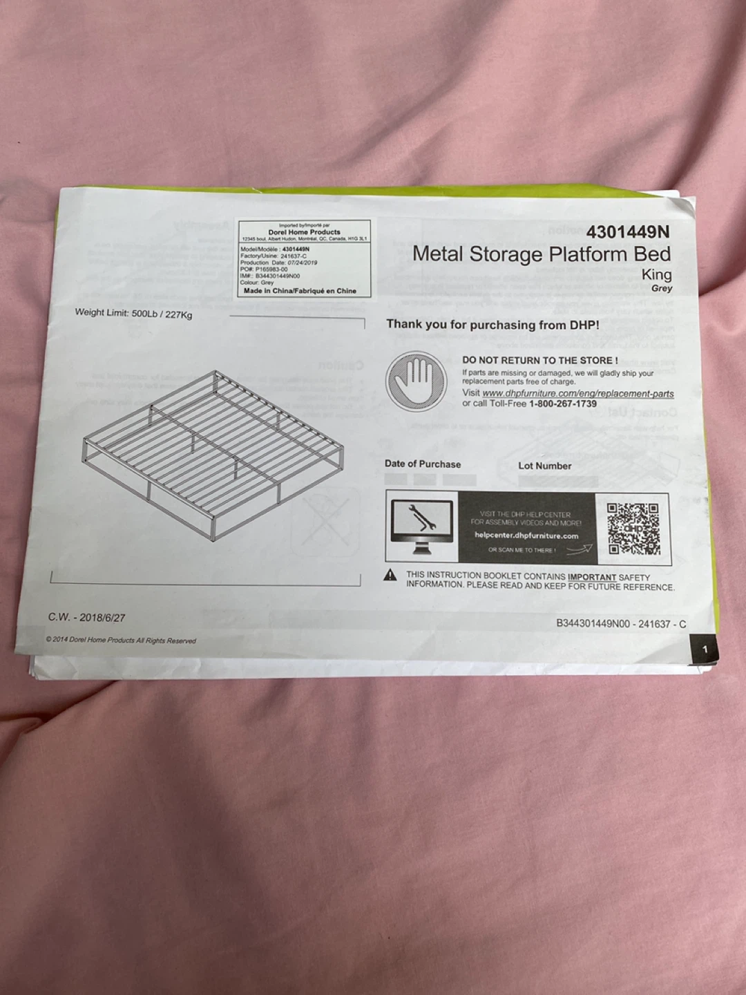 Platform Bed Frame and mattress - King - Grey - photo 2
