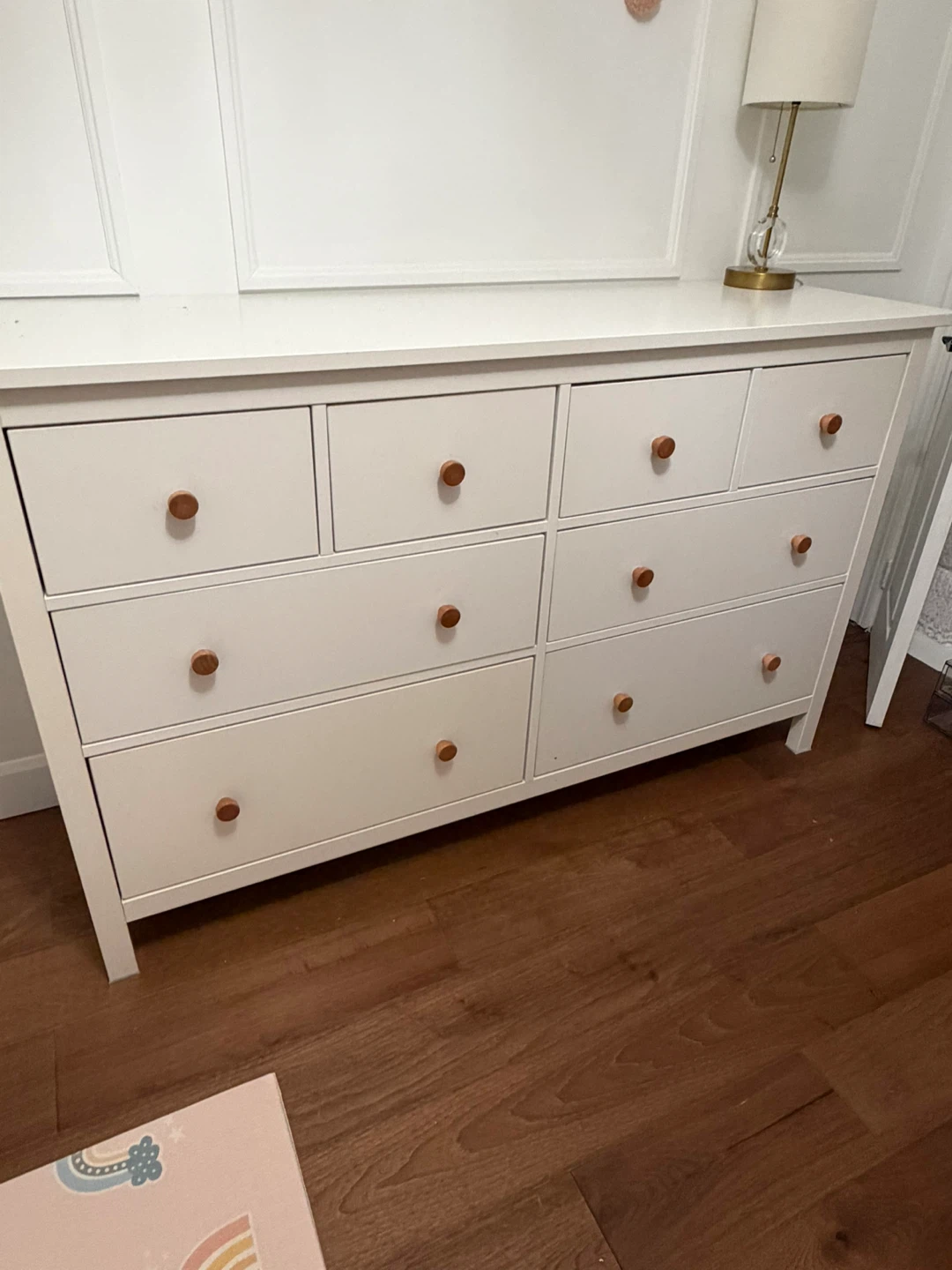 White 8-Drawer Dresser with Wood Knobs - photo 3