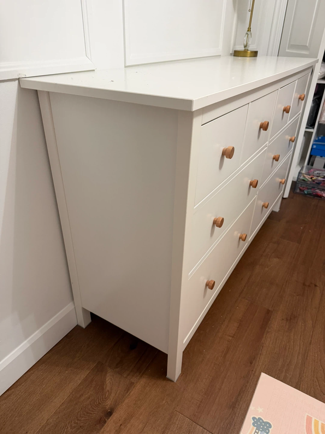White 8-Drawer Dresser with Wood Knobs - photo 2