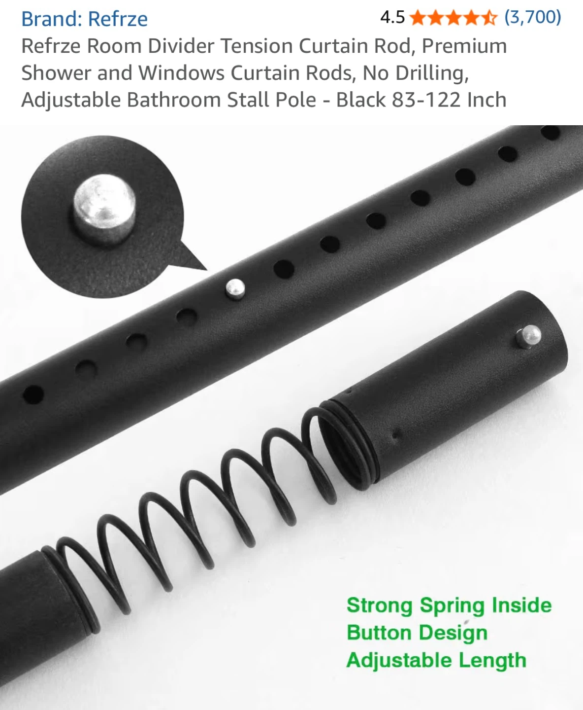 Refrze Room Divider Tension Curtain Rod - Black - photo 3