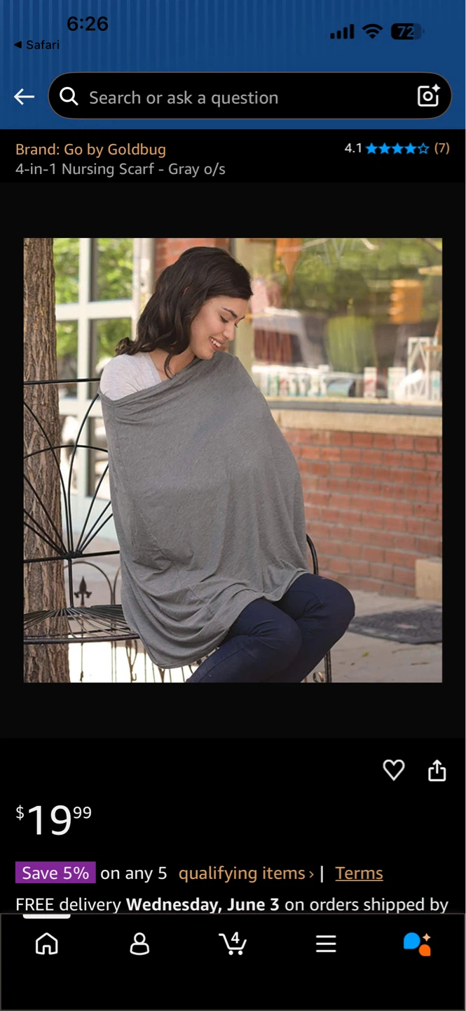 Go by Goldbug 4-in-1 Nursing Scarf - Gray