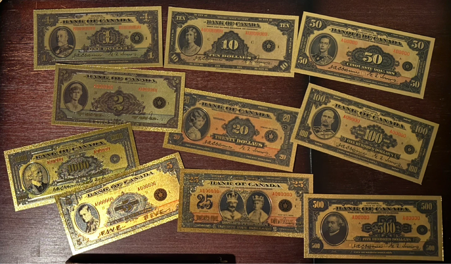 Gold Foil Bank of Canada Historical Banknote Collection