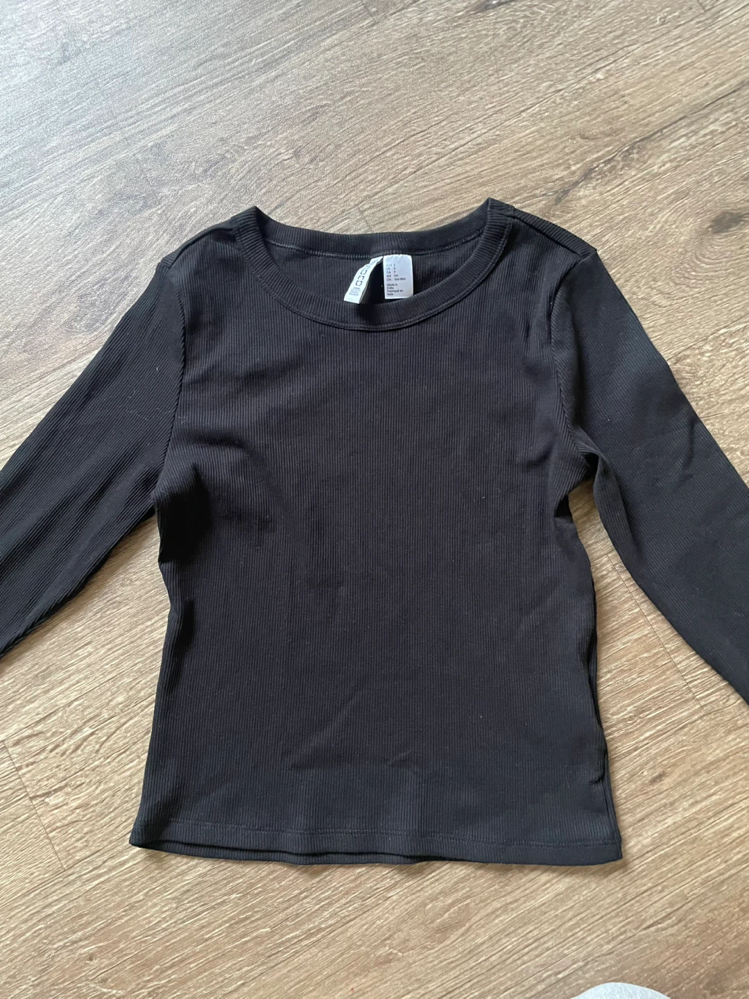 H&M Black Ribbed Long Sleeve Top - photo 2