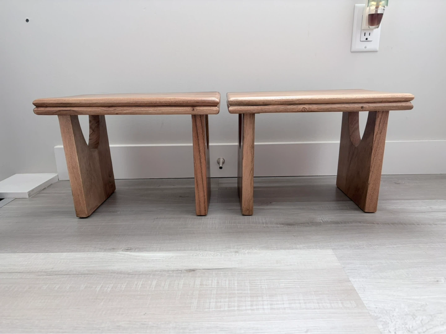 Set of 2 Wooden Stools