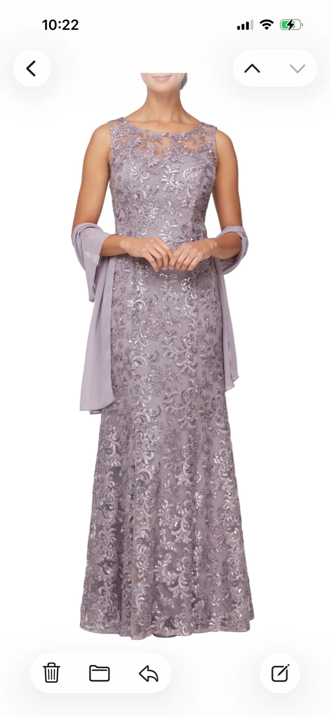 Alex evenings sequin sleeveless Gown with shawl