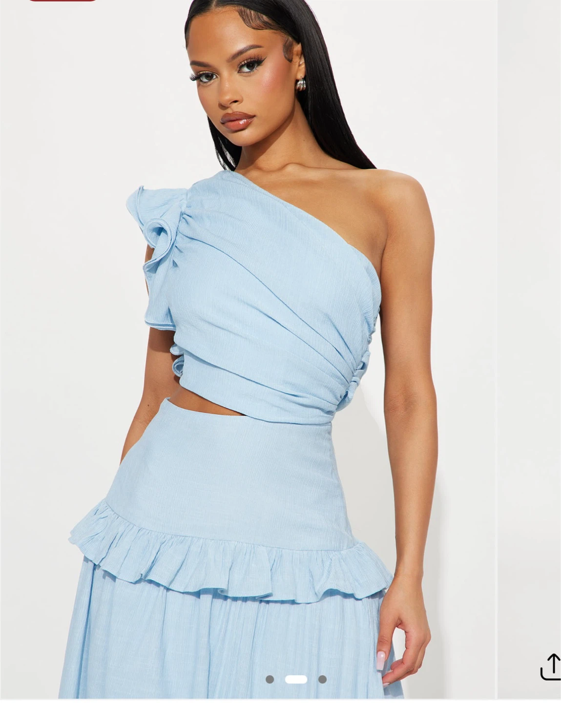 Light Blue Ruffle One-Shoulder Maxi Dress - photo 2
