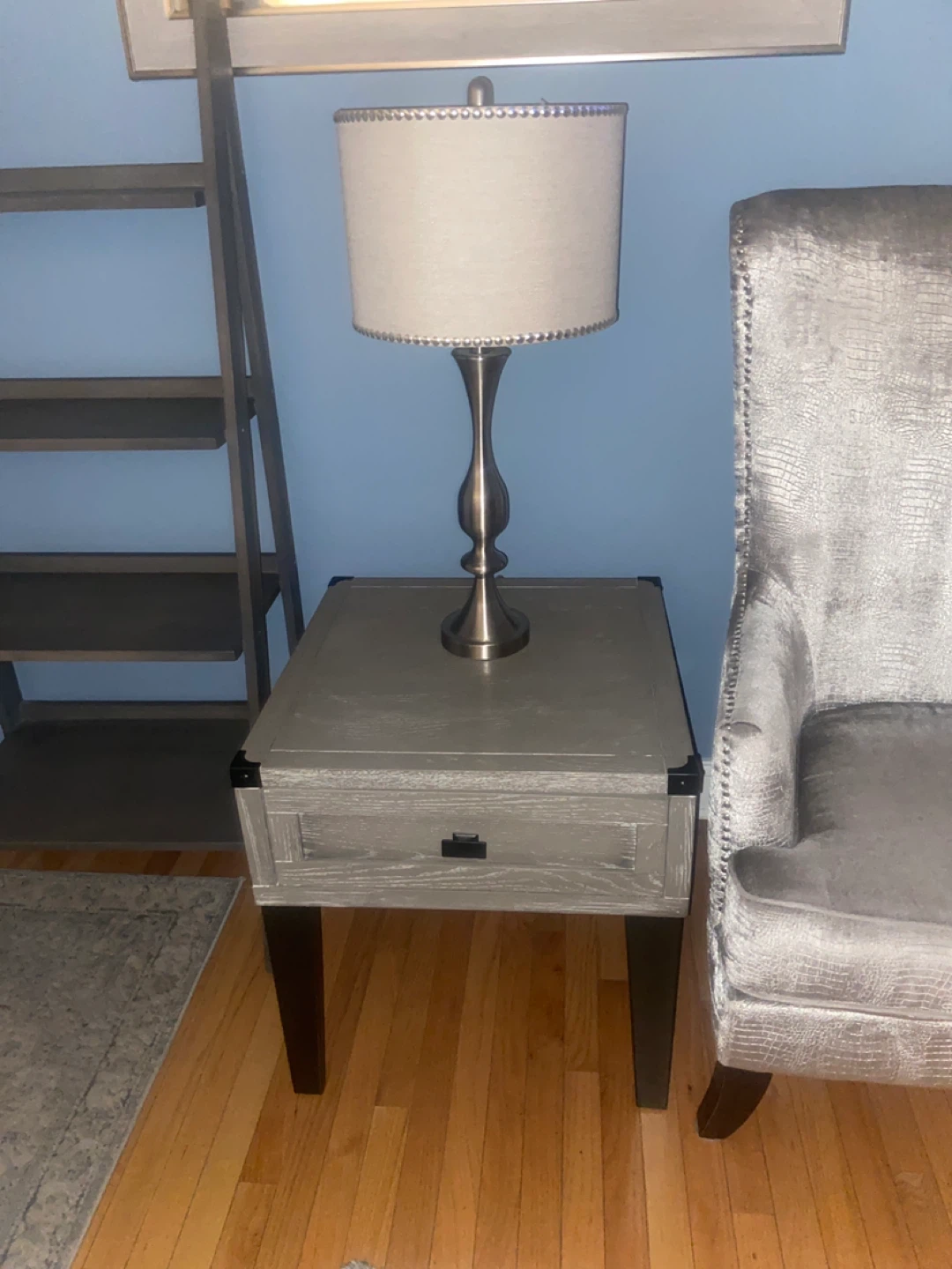Two Two End Tables with Brushed Nickel Lamp - photo 2