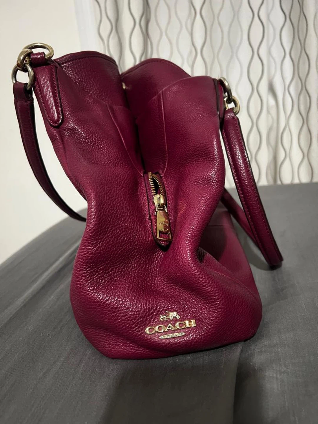 Coach Shoulder Bag - Burgundy Leather