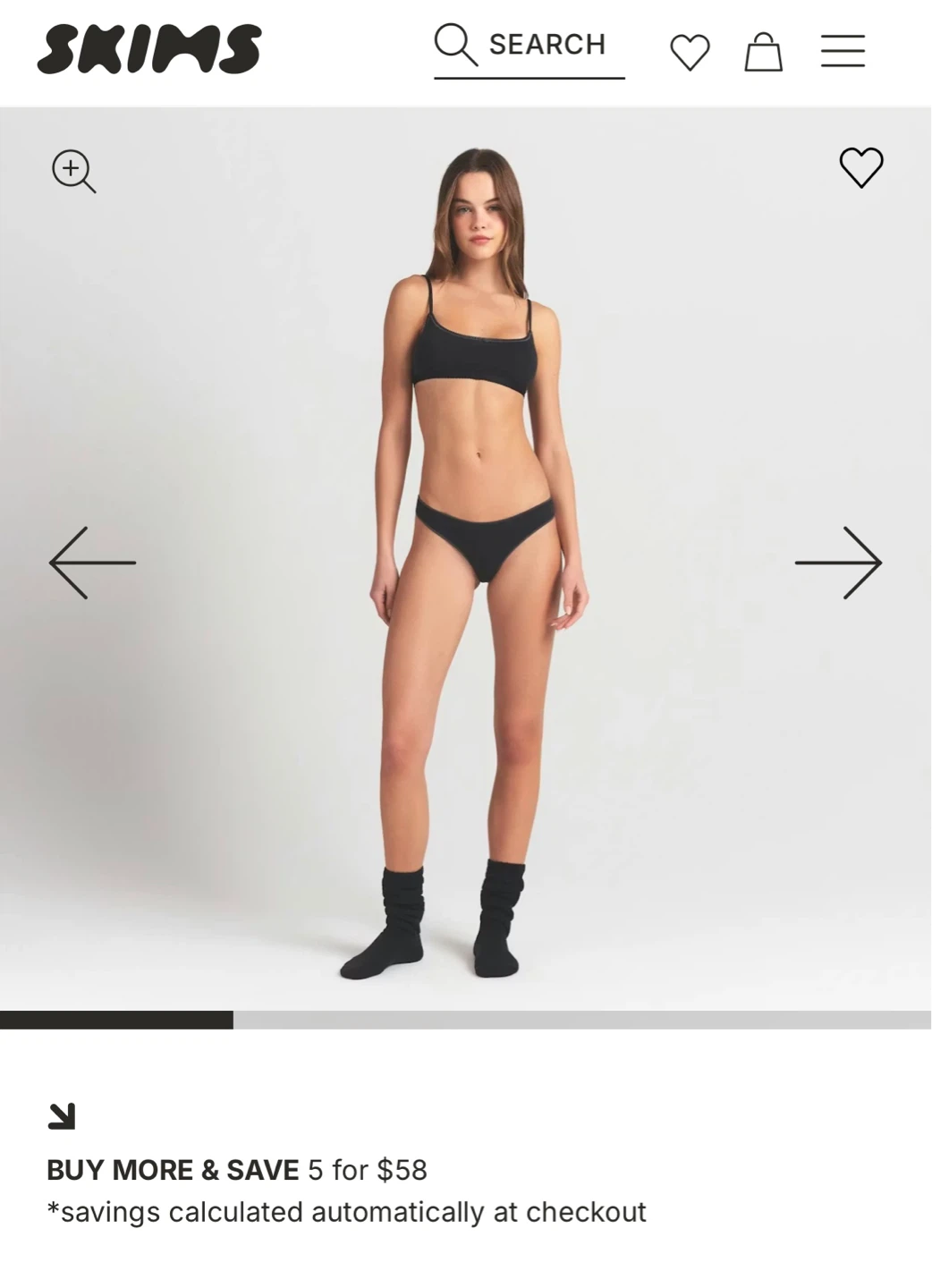 SKIMS Lightweight Cotton Thong Size S