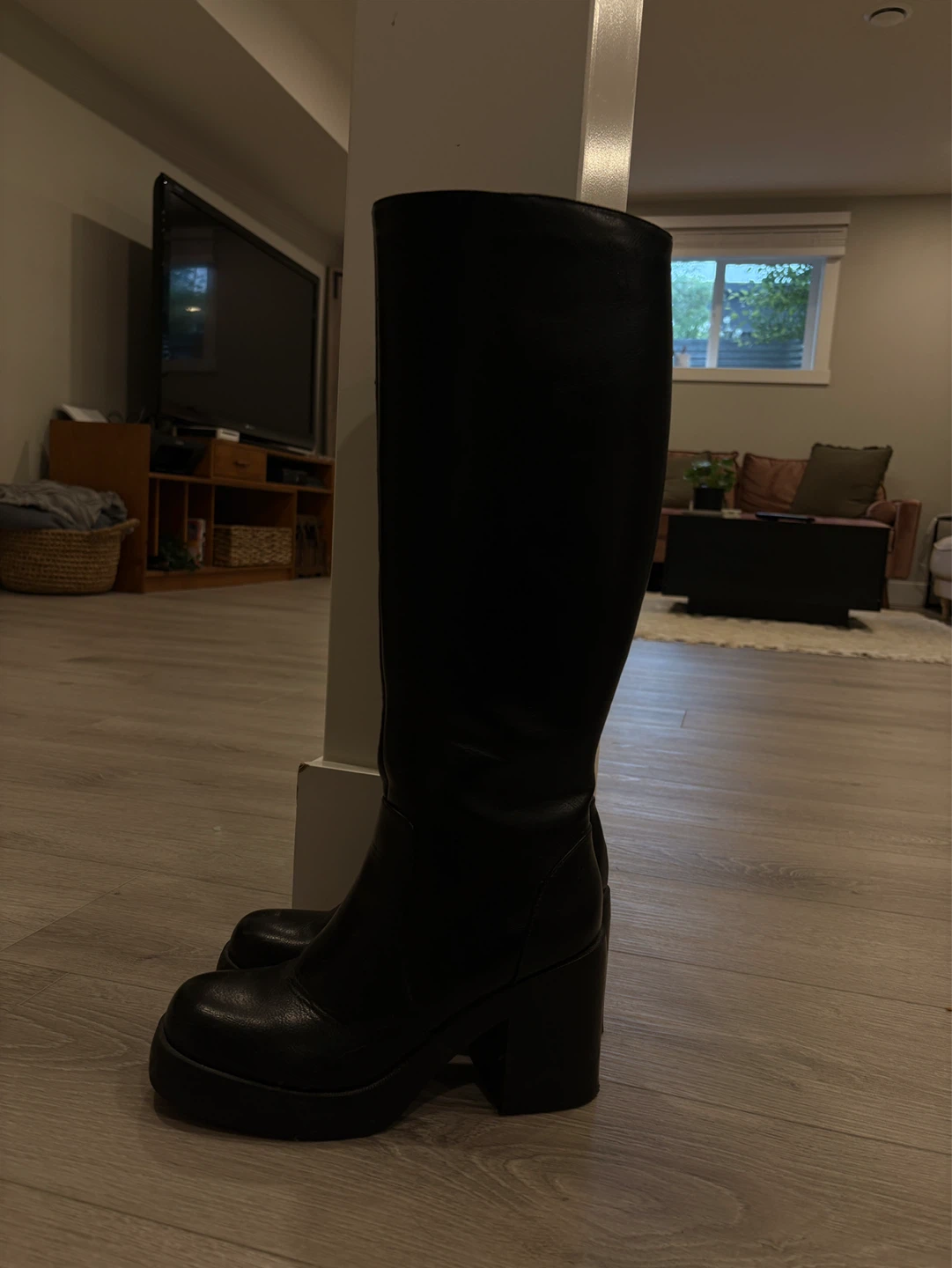 Black Platform Knee-High Boots