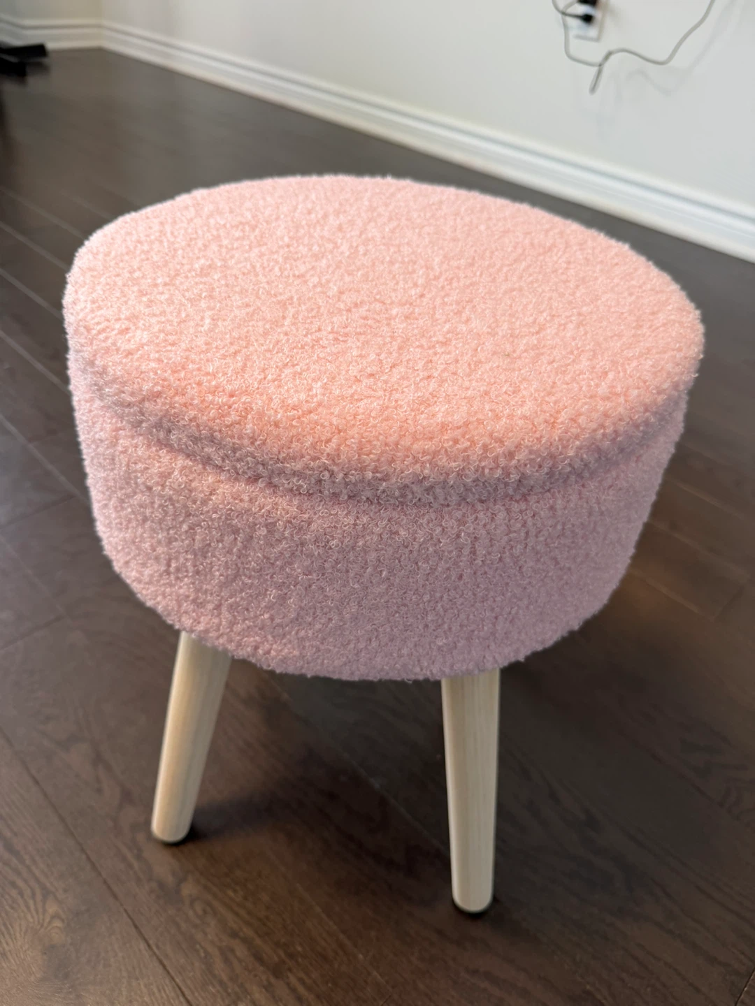 Pink Sherpa Storage Ottoman Stool - photo 4