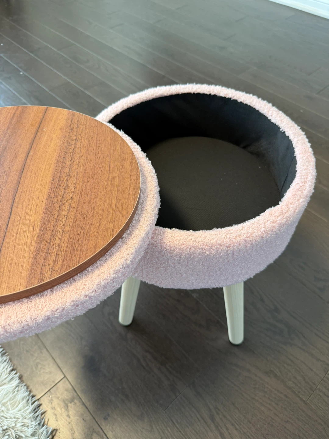 Pink Sherpa Storage Ottoman Stool - photo 2