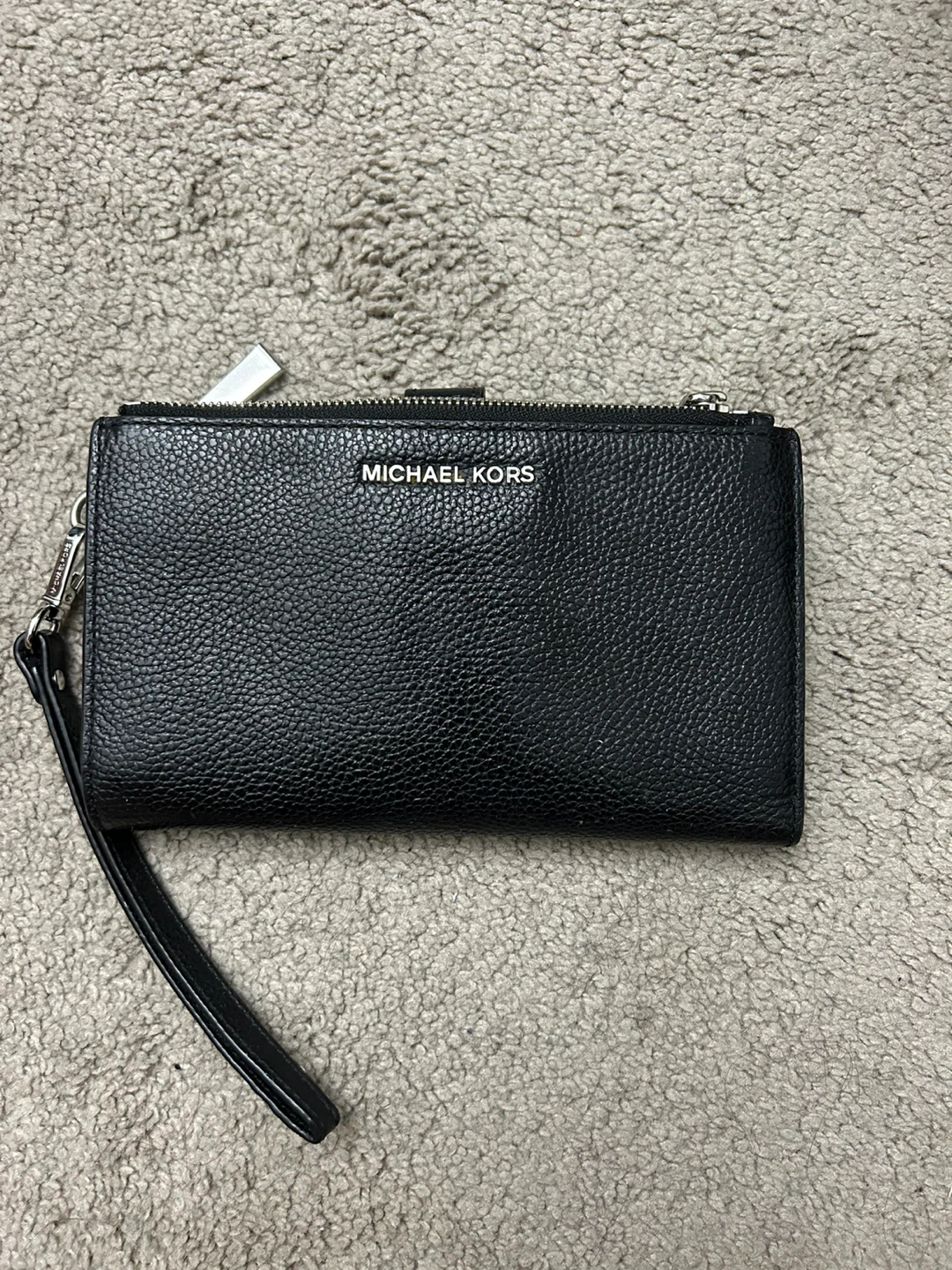 Michael Kors Black Leather Wristlet Wallet