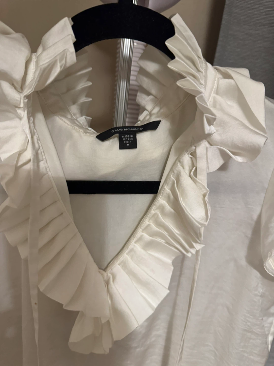 Club Monaco White Ruffled Blouse - Size M - photo 5