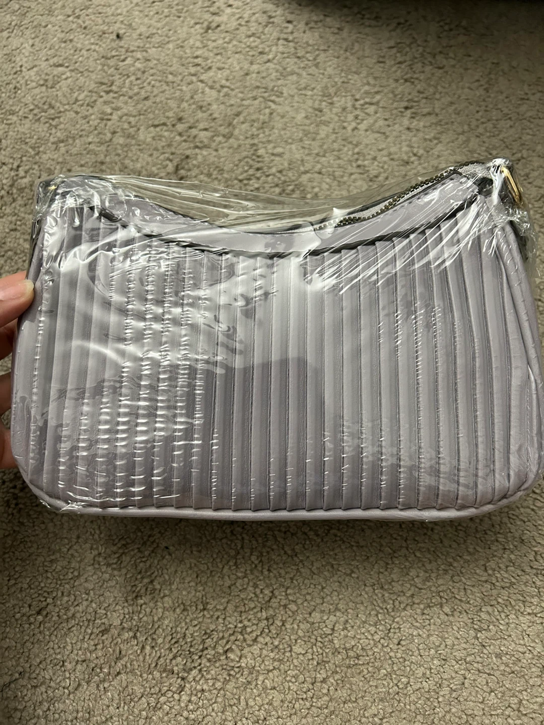 Gray Vegan Leather Shoulder Bag