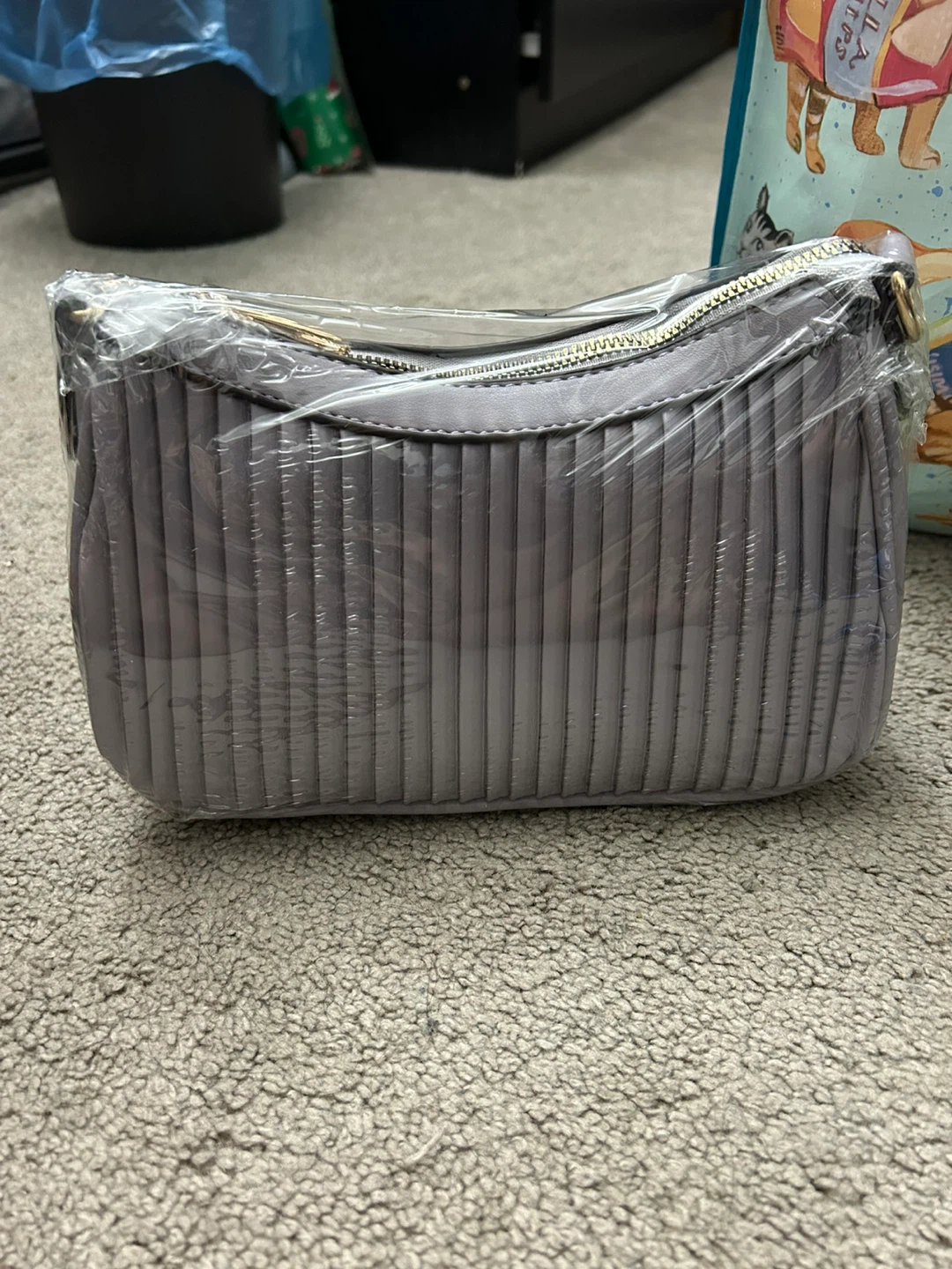 Gray Vegan Leather Shoulder Bag - photo 2