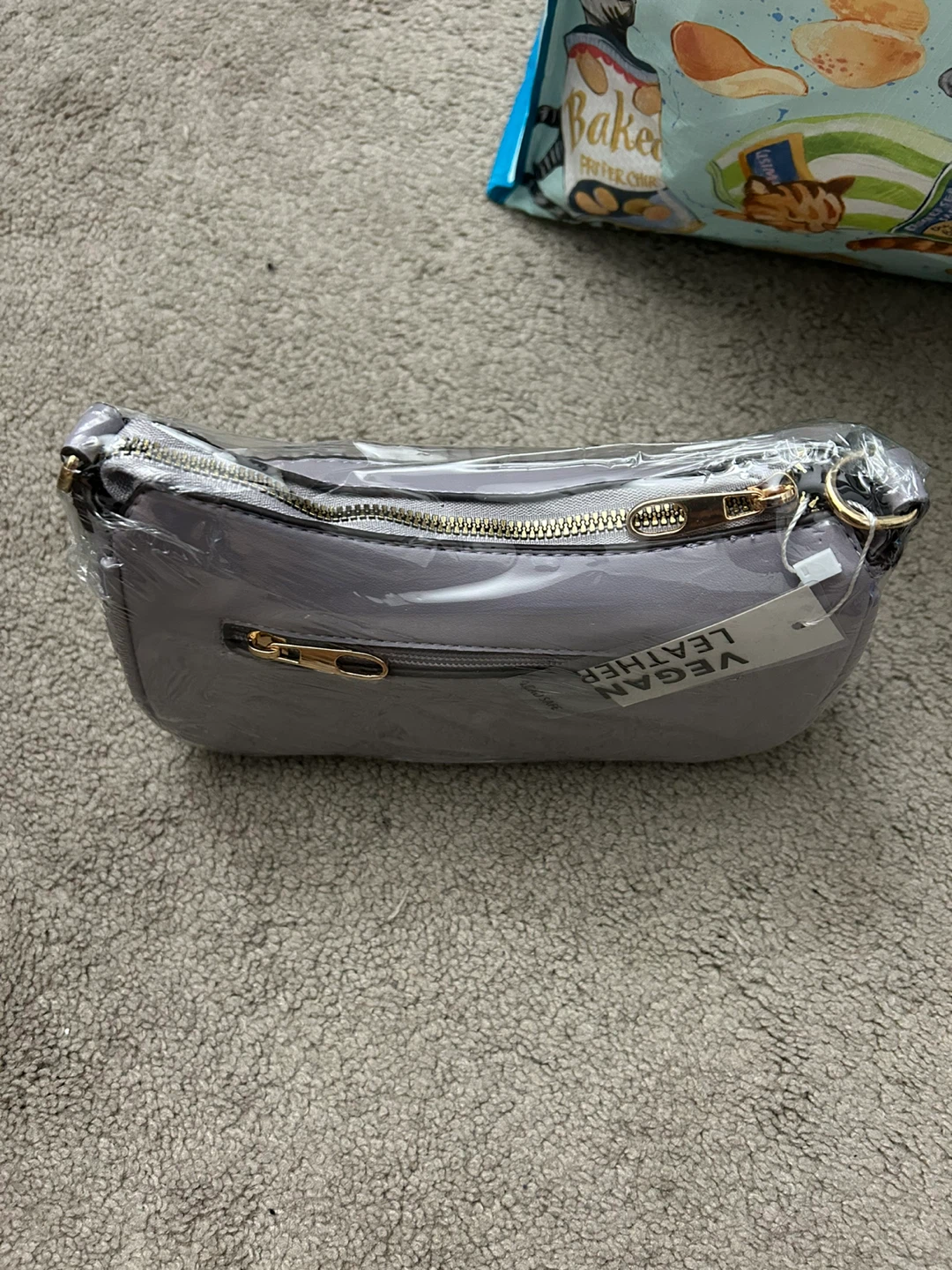 Gray Vegan Leather Shoulder Bag - photo 4