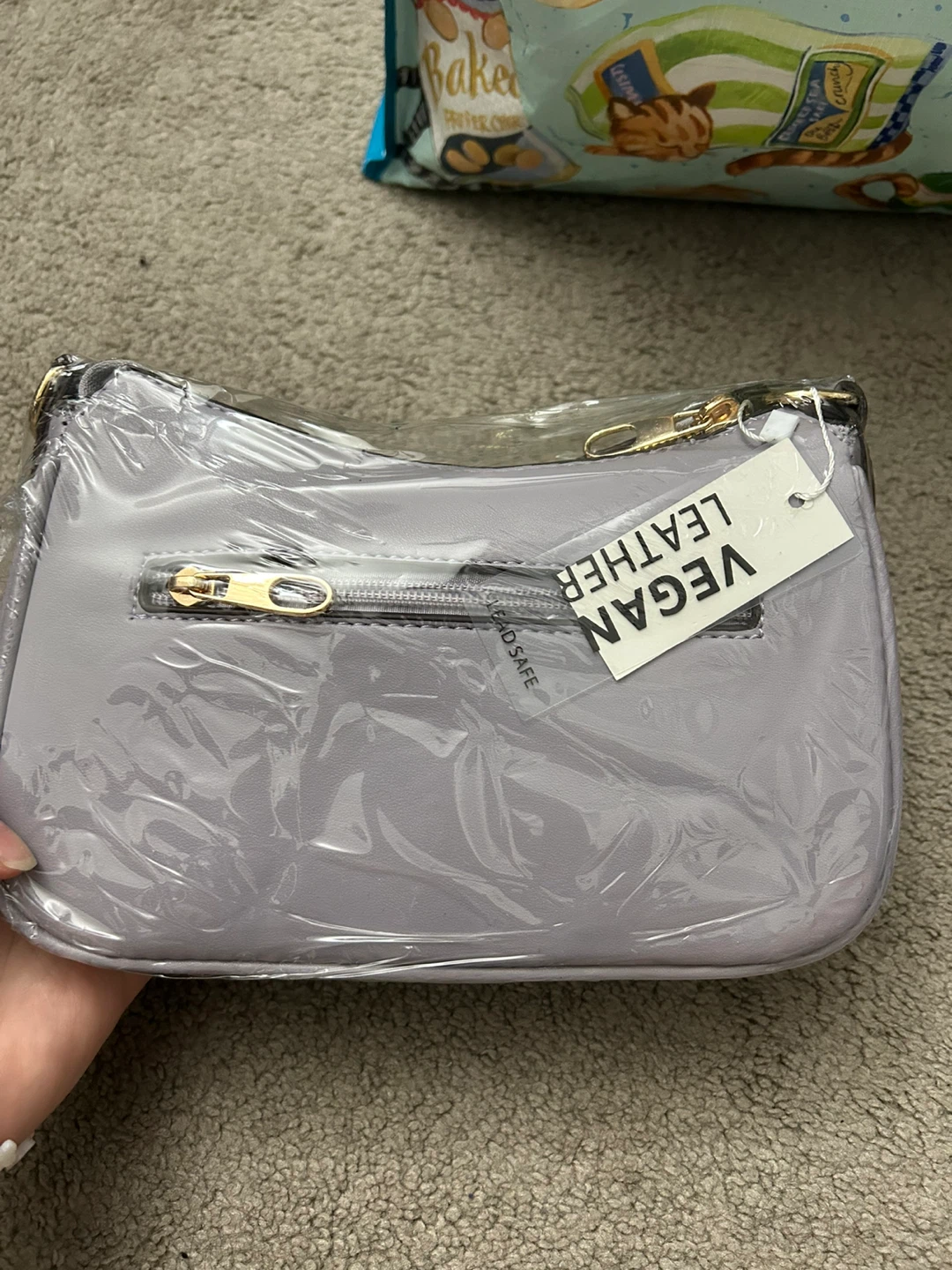Gray Vegan Leather Shoulder Bag - photo 3