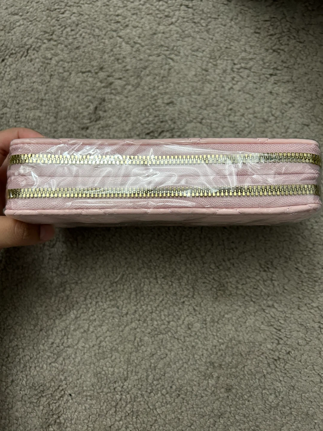 Pink Quilted Wallet with Heart Accent
