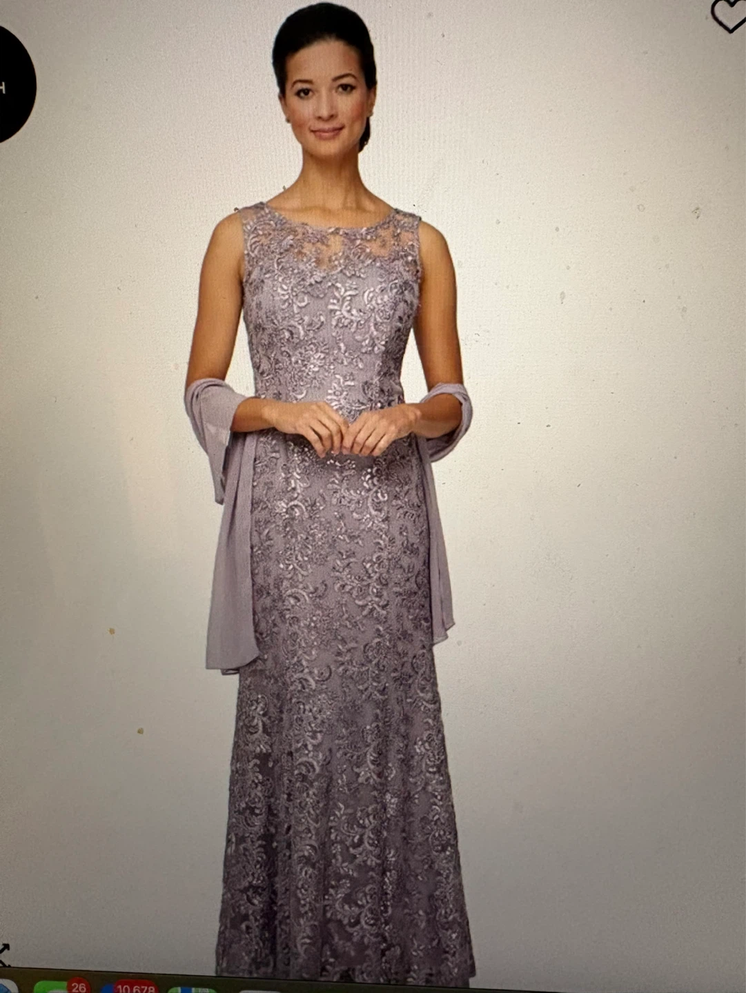 Alex evenings sequin sleeveless Gown with shawl - photo 2