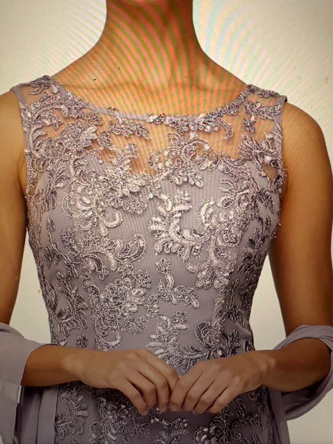 Alex evenings sequin sleeveless Gown with shawl - photo 3