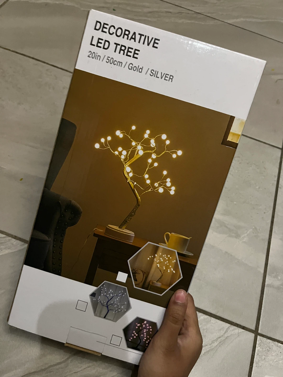 Decorative LED Tree Lamp 20in/50cm Gold/Silver