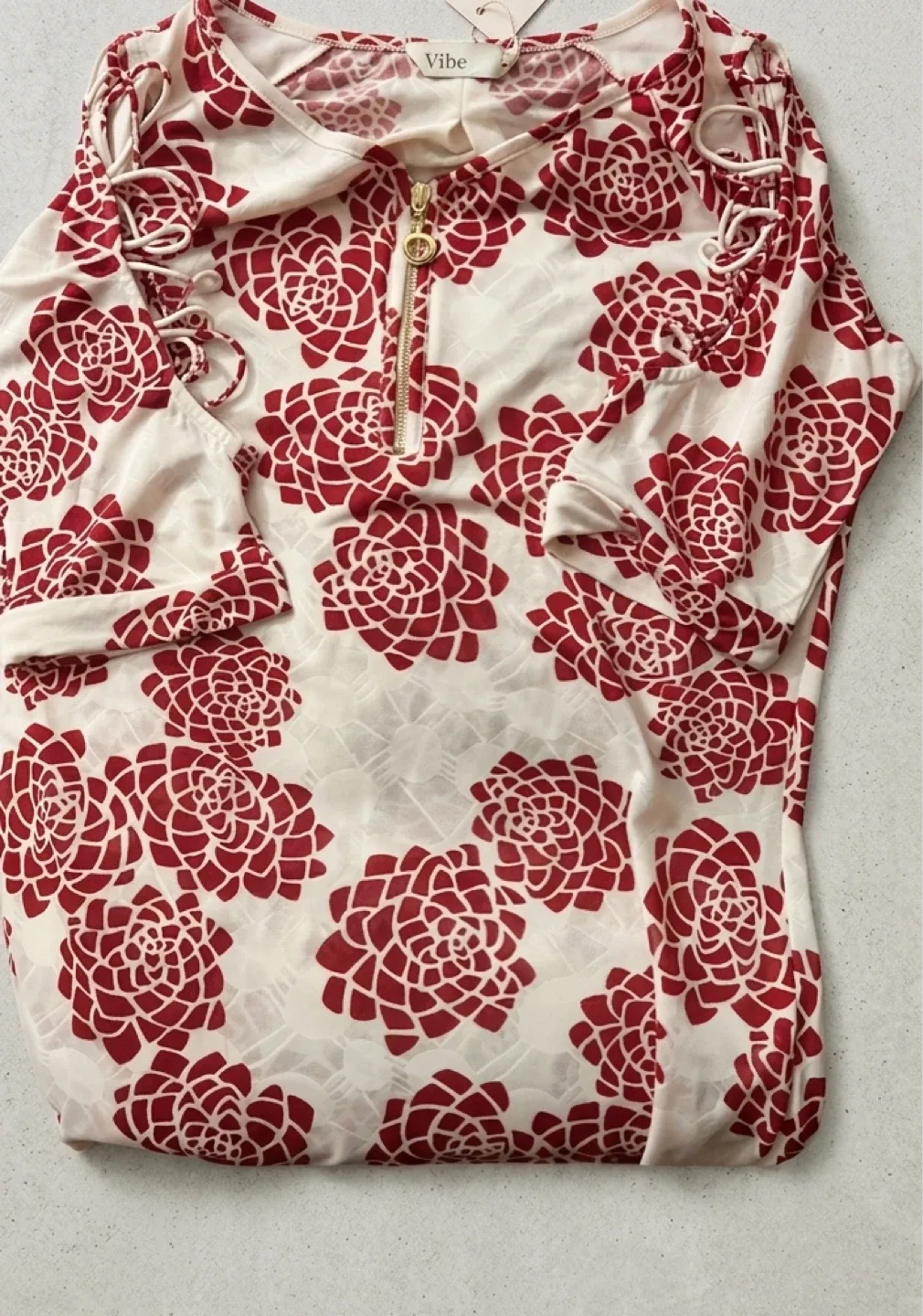 Women's Printed Zip-Neck Top