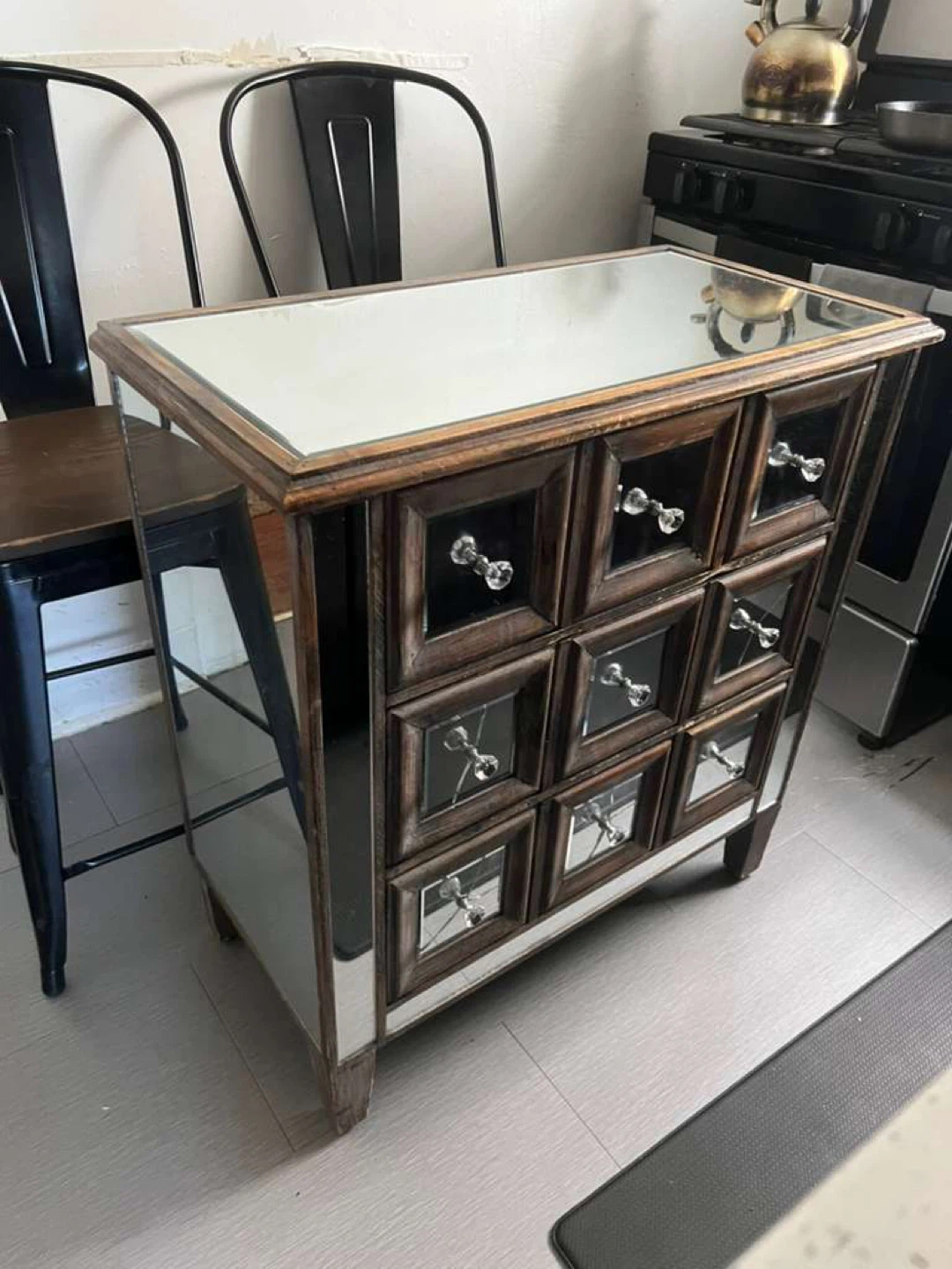 Mirrored Accent Cabinet with 3 in Drawers - photo 2