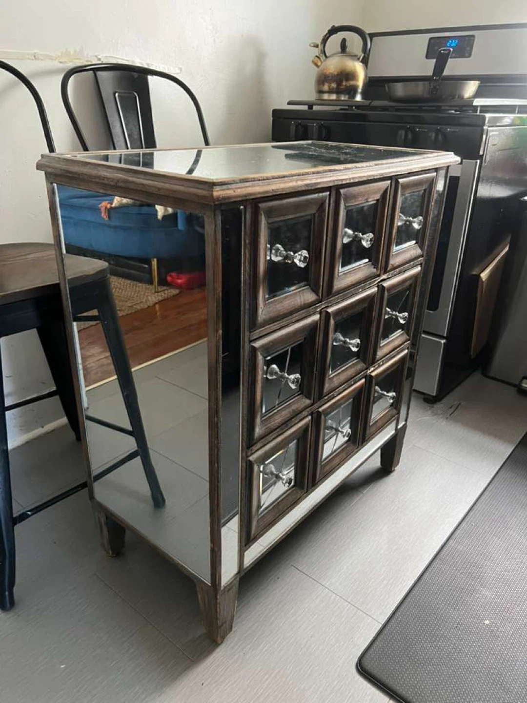 Mirrored Accent Cabinet with 3 in Drawers